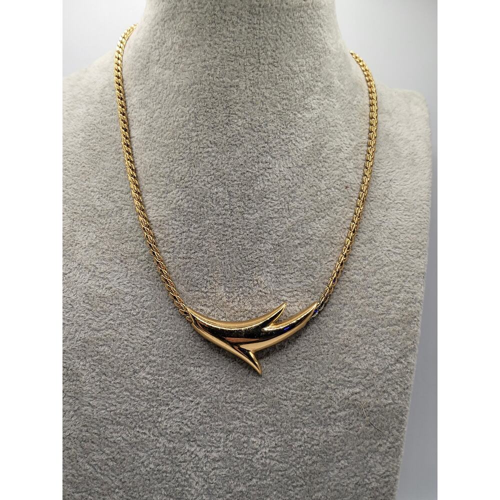 Vintage Monet Gold Tone Necklace Modernist Mid Century Signed